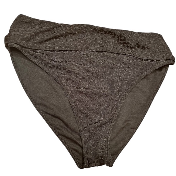 Freshwater High Waisted Black Leopard Print Bikini Bottom Size L - Picture 2 of 9